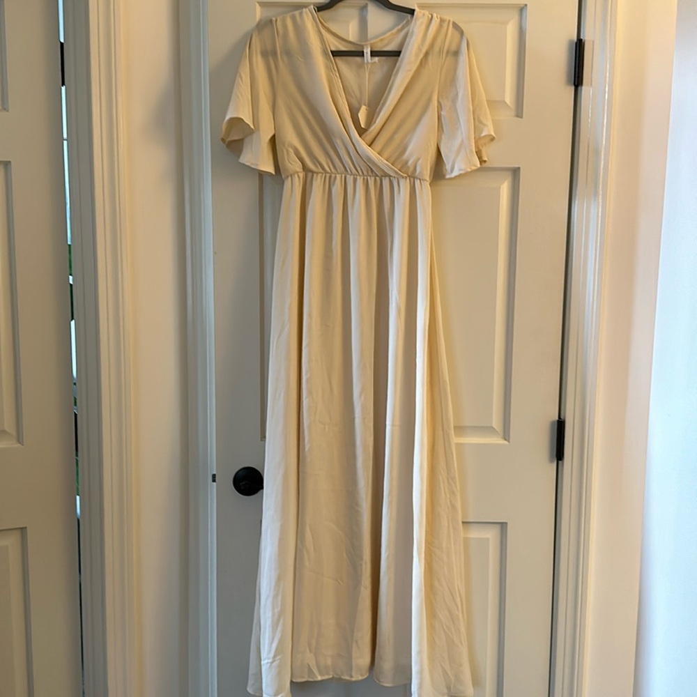 Pinkblush maternity cream maxi dress - NWT